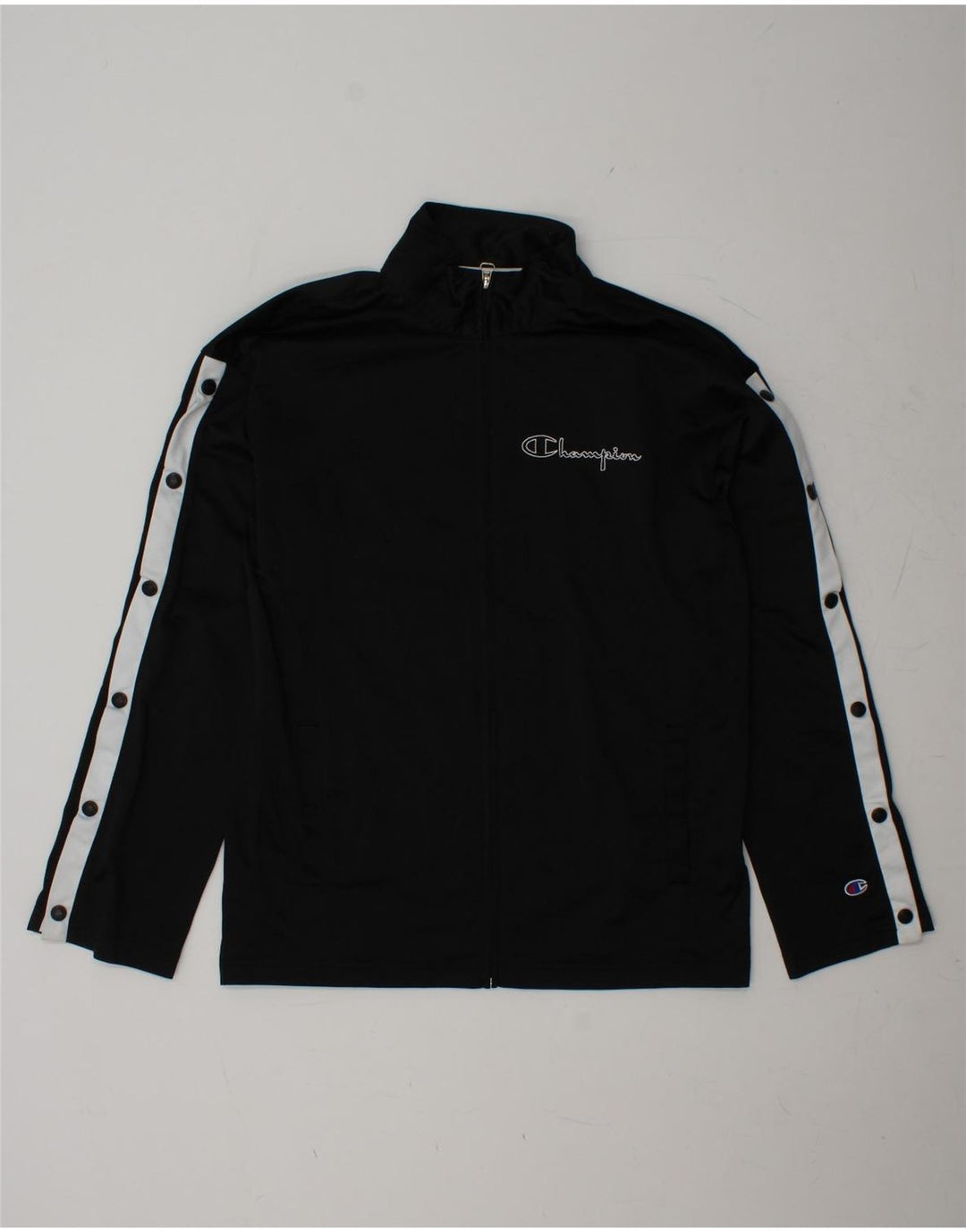 CHAMPION Jaqueta masculina de agasalho gráfico médio preto bloco colorido