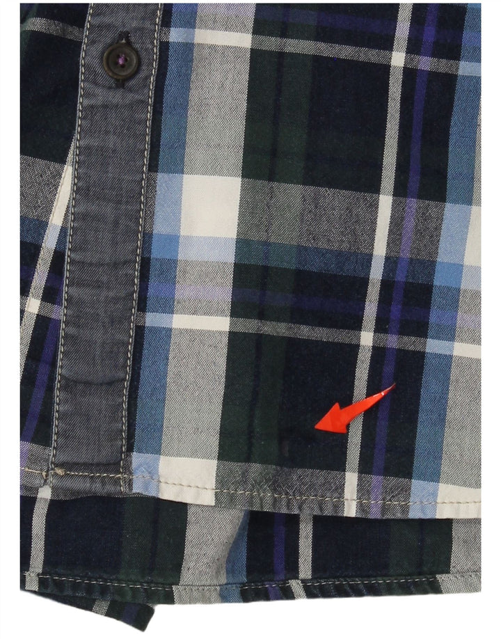 Camisa masculina Ted Baker tamanho 4 grande algodão xadrez azul marinho