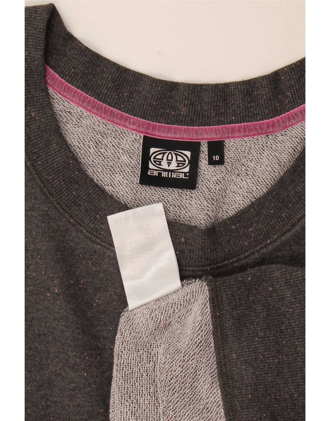 Animal feminino moletom jumper UK 10 pequeno cinza manchado