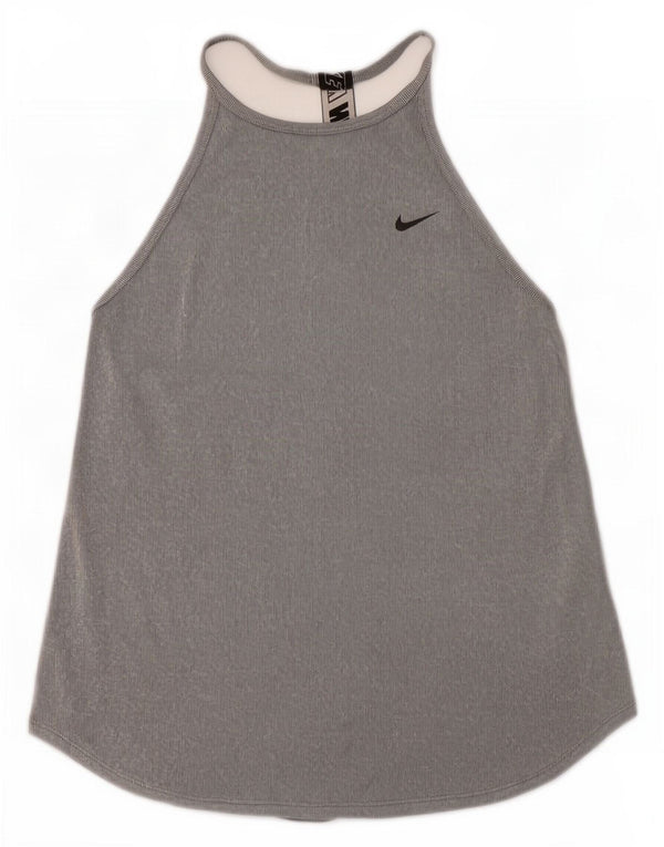 Nike Womens Dri Fit Graphic Vest Top UK 8 Small Grey Colourblock Poliéster