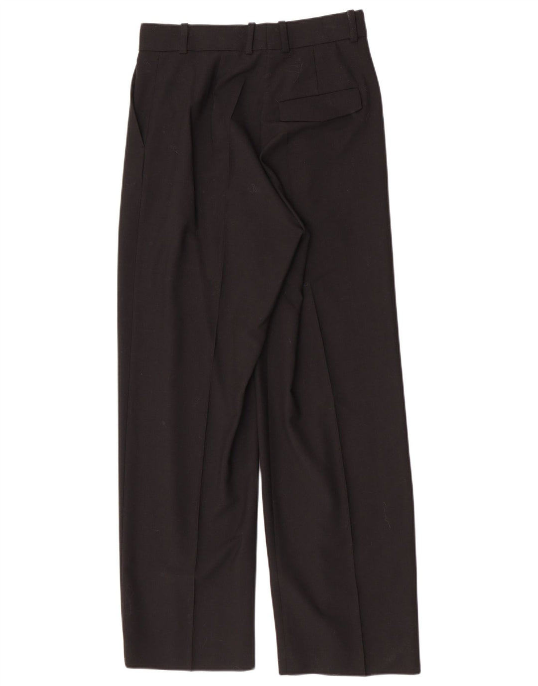 Calças de terno reto feminino vintage UE 38 médio W28 L30 poliéster preto