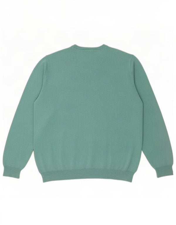 Suéter masculino Marks & Spencer com ajuste regular e gola canoa XL de algodão verde