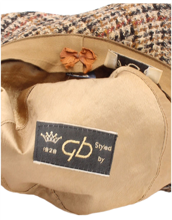 Chapéu balde masculino vintage grande bege Houndstooth clássico