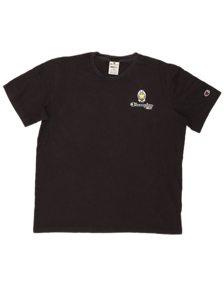 Camiseta masculina Champion Smiley com estampa gráfica grande preta
