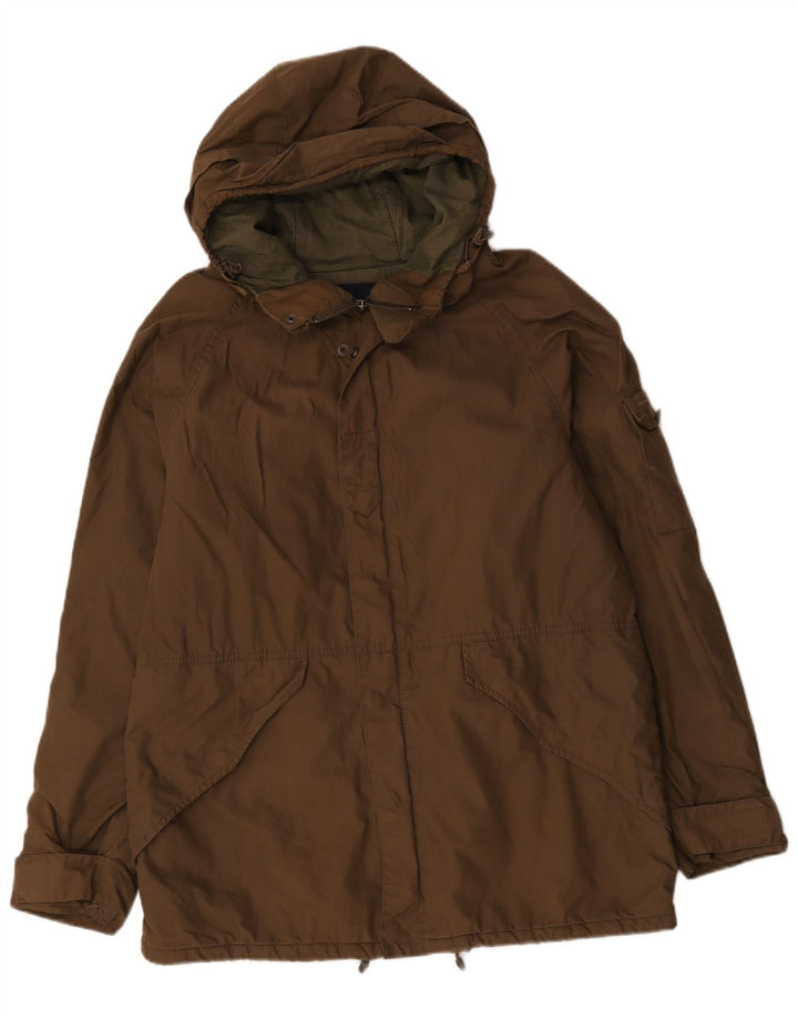 Jaqueta corta-vento masculina com capuz French Connection Reino Unido 38 marrom médio