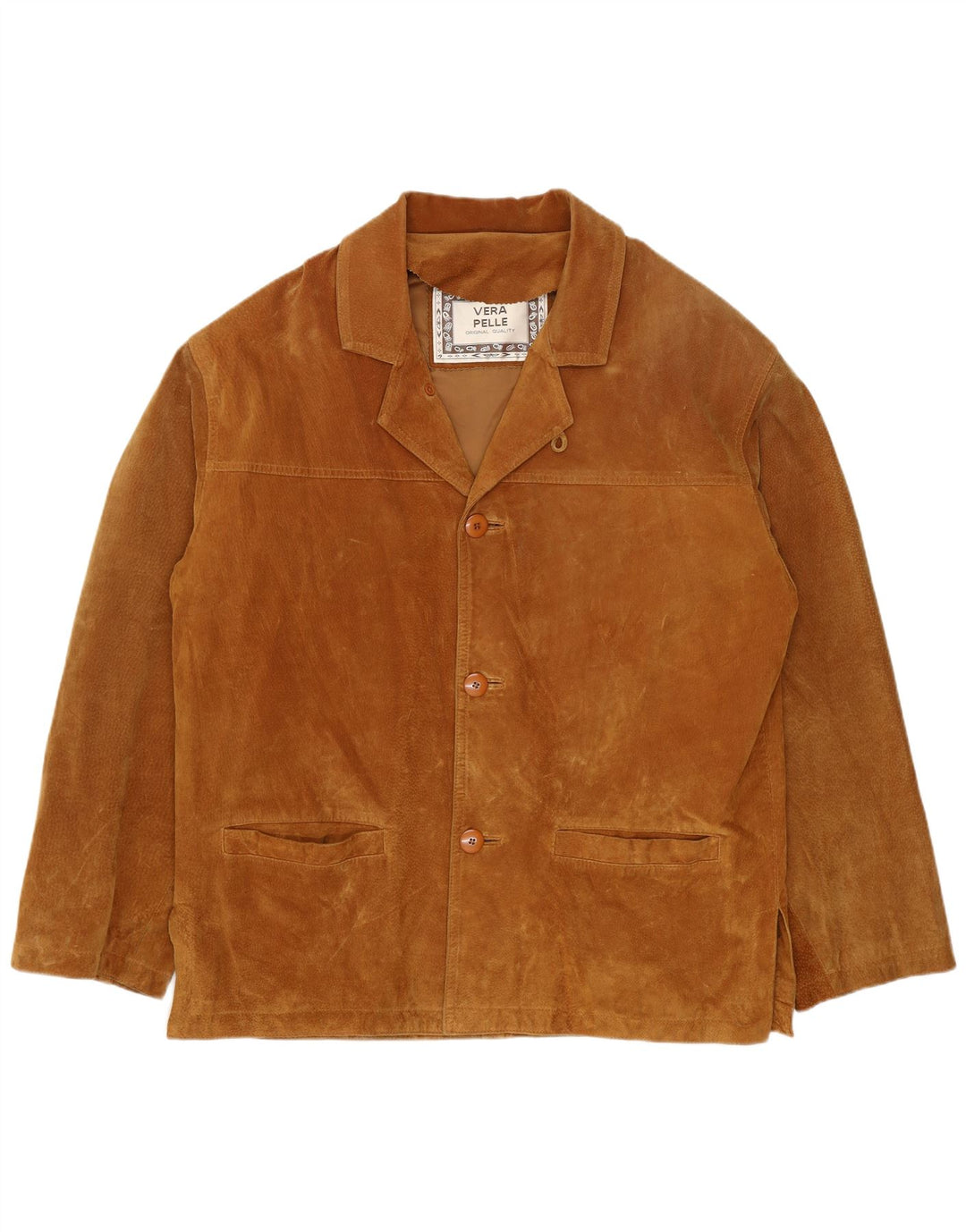 Jaqueta masculina vintage de camurça IT 46 couro bege pequeno