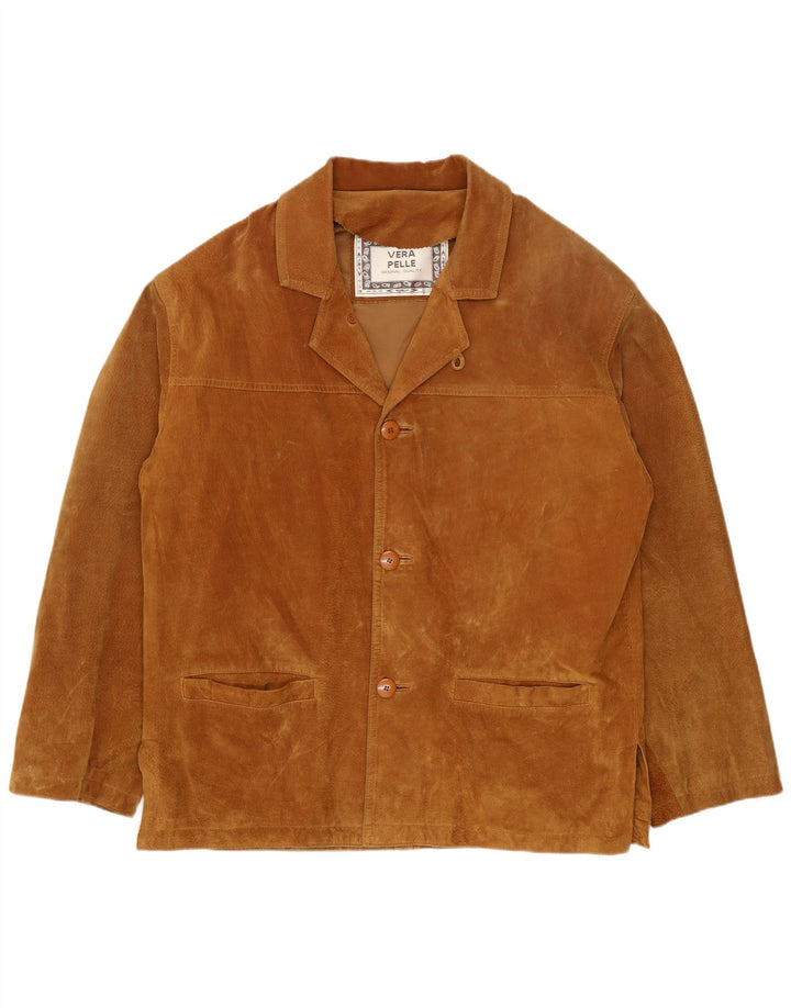 Jaqueta masculina vintage de camurça IT 46 couro bege pequeno