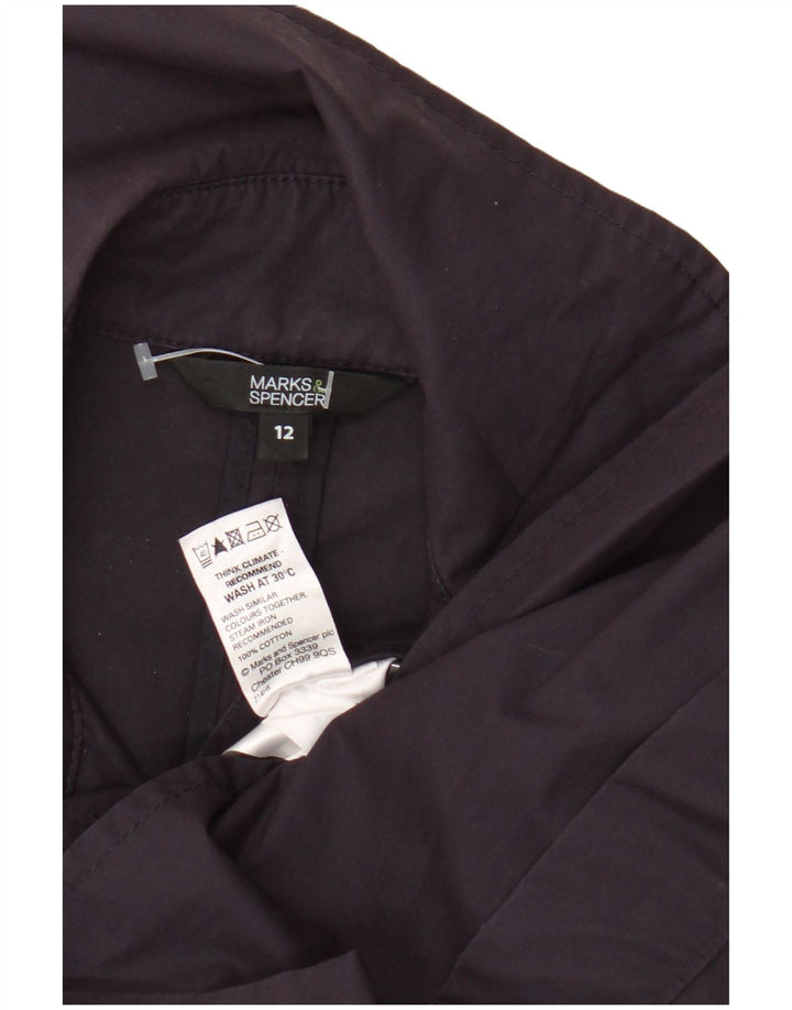 Casaco impermeável feminino Marks & Spencer Reino Unido 12 algodão roxo médio