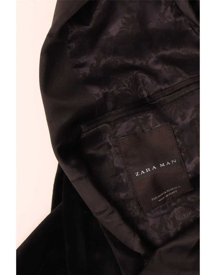 Jaqueta blazer masculina Zara com 2 botões EU 48 algodão preto médio