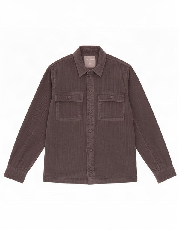 Camisa masculina de veludo cotelê Hollister pequeno algodão cinza