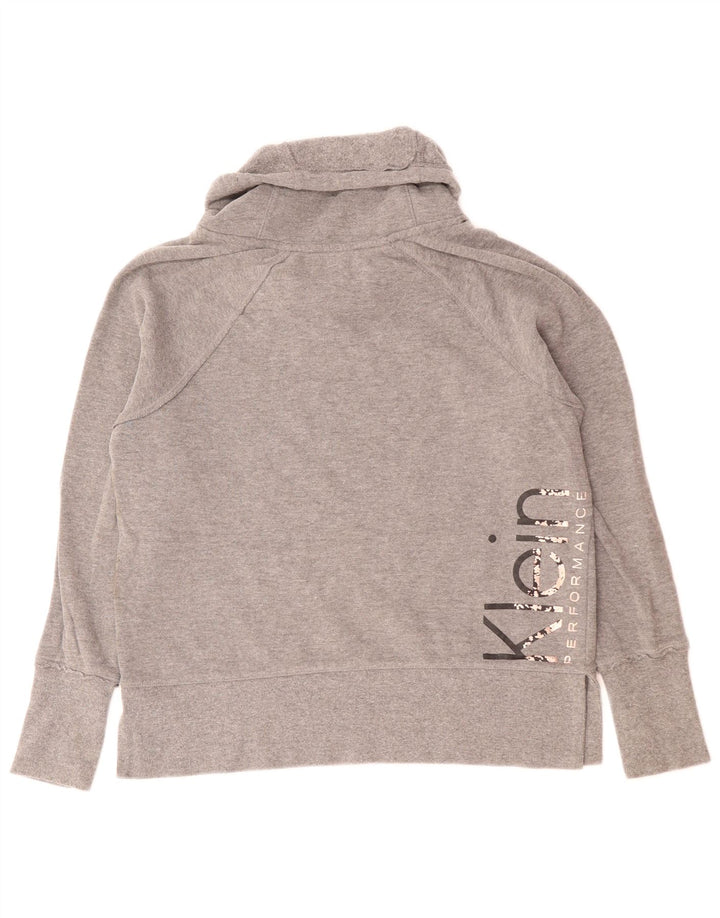 Suéter feminino CALVIN KLEIN com estampa gráfica de desempenho UK 10 pequeno cinza
