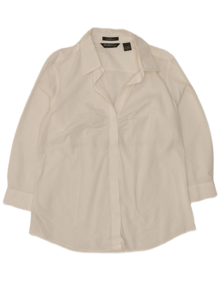 Pulôver feminino Eddie Bauer manga 3/4 Reino Unido 14 algodão branco médio