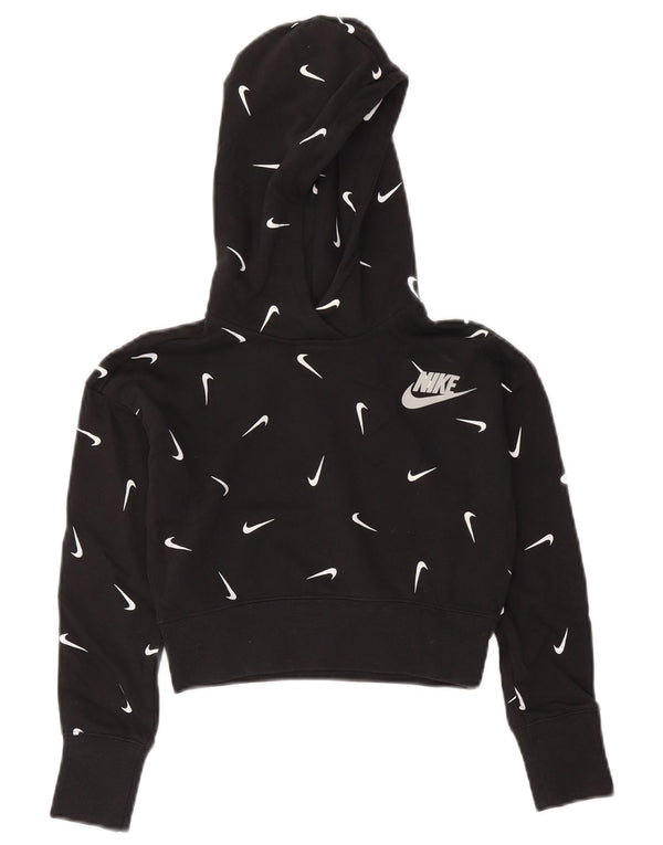 Suéter com capuz Nike Girls Crop Graphic Standard Fit 8-9 anos pequeno preto