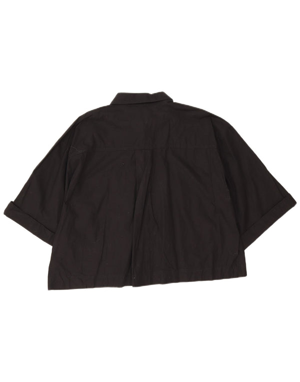 Zara Camisa Feminina Crop Manga Curta Reino Unido 18 XL Preto