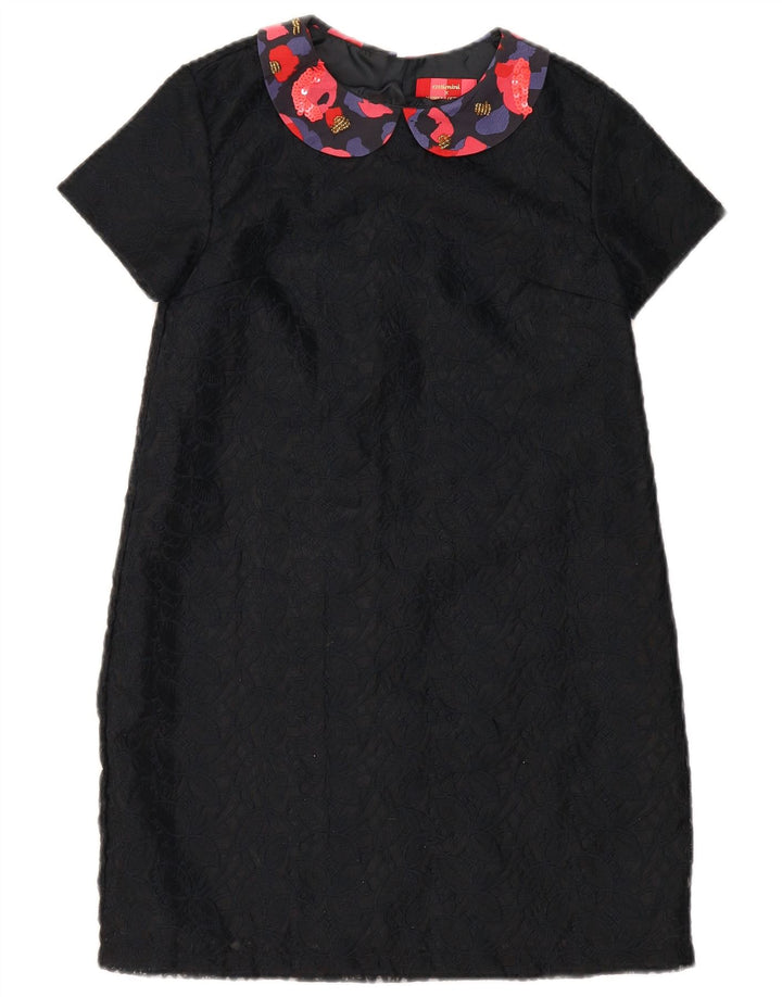 Vestido básico feminino Catimini 11-12 anos preto floral poliéster