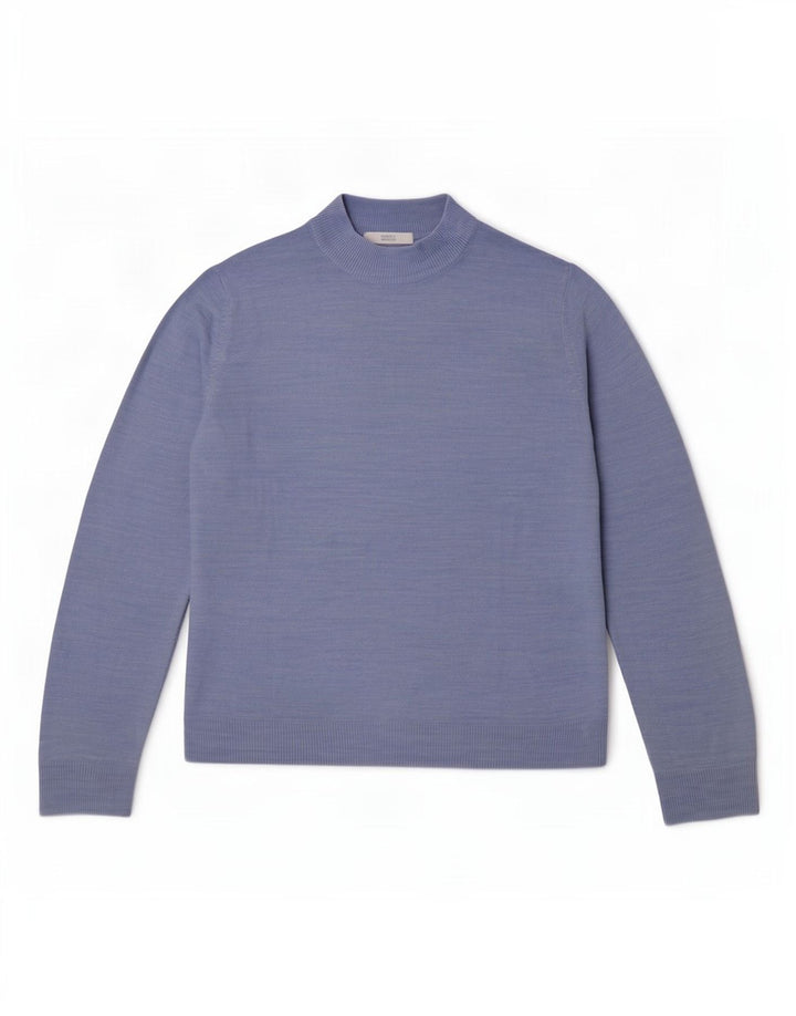 Suéter feminino Marks & Spencer com gola tartaruga Reino Unido 14 grande azul manchado