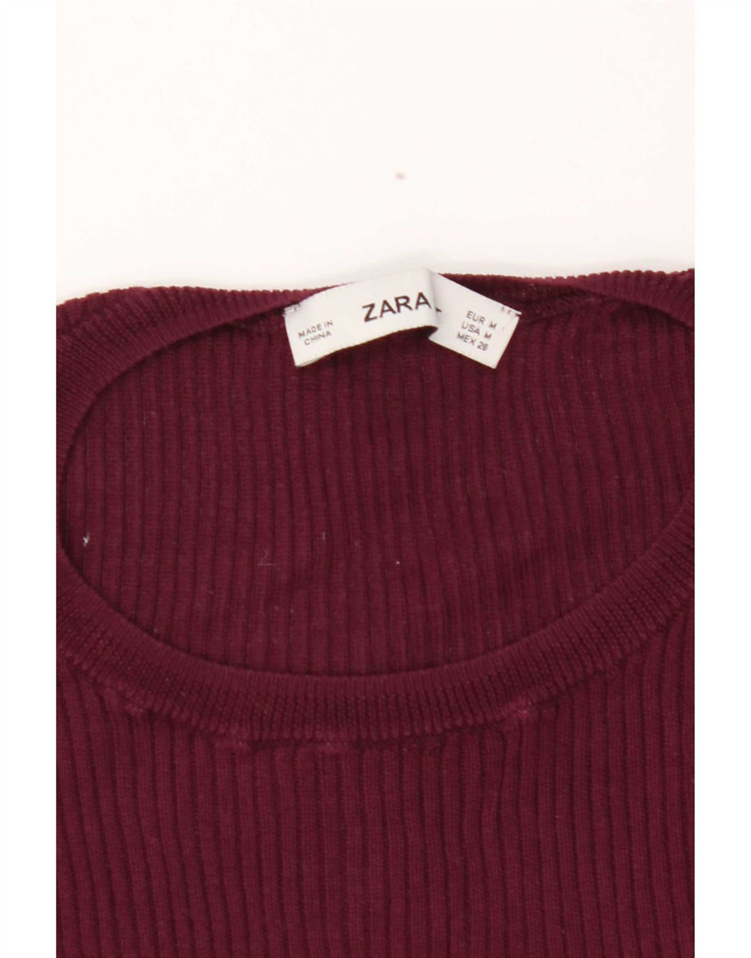 Camiseta feminina Zara Top UK 12 Médio Borgonha