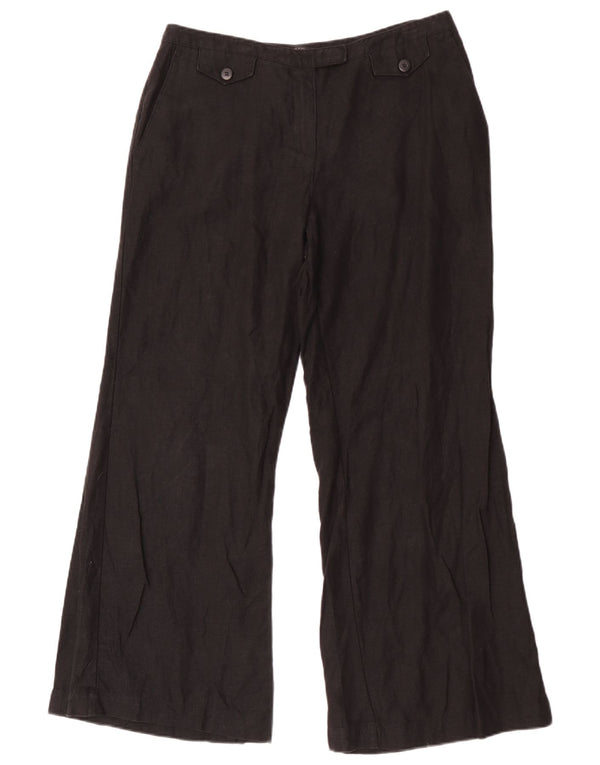 Calça feminina casual Marks & Spencer Flare Reino Unido 14 grande W32 L30 preta