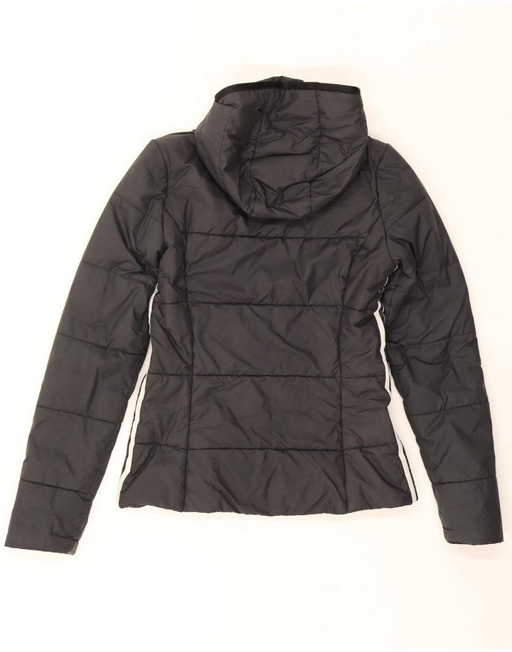 Casaco acolchoado com capuz feminino Adidas UK 6 XS preto poliéster