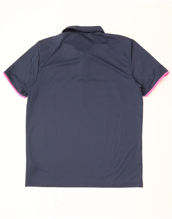 Camisa polo masculina Adidas grande azul marinho colorblock poliéster