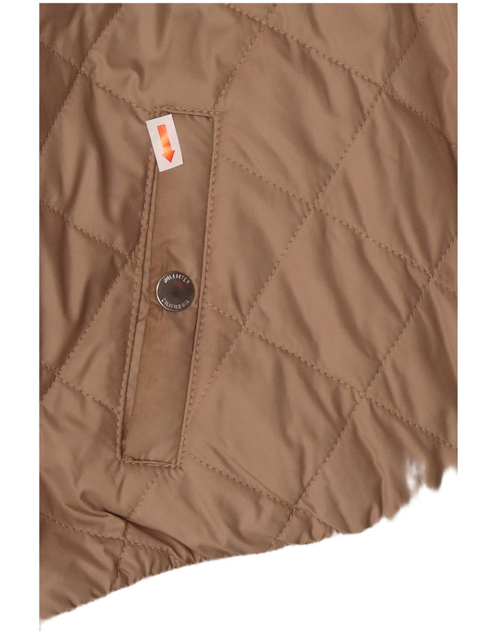 Jaqueta feminina acolchoada com capuz HOLLISTER UK 10 poliéster bege pequeno