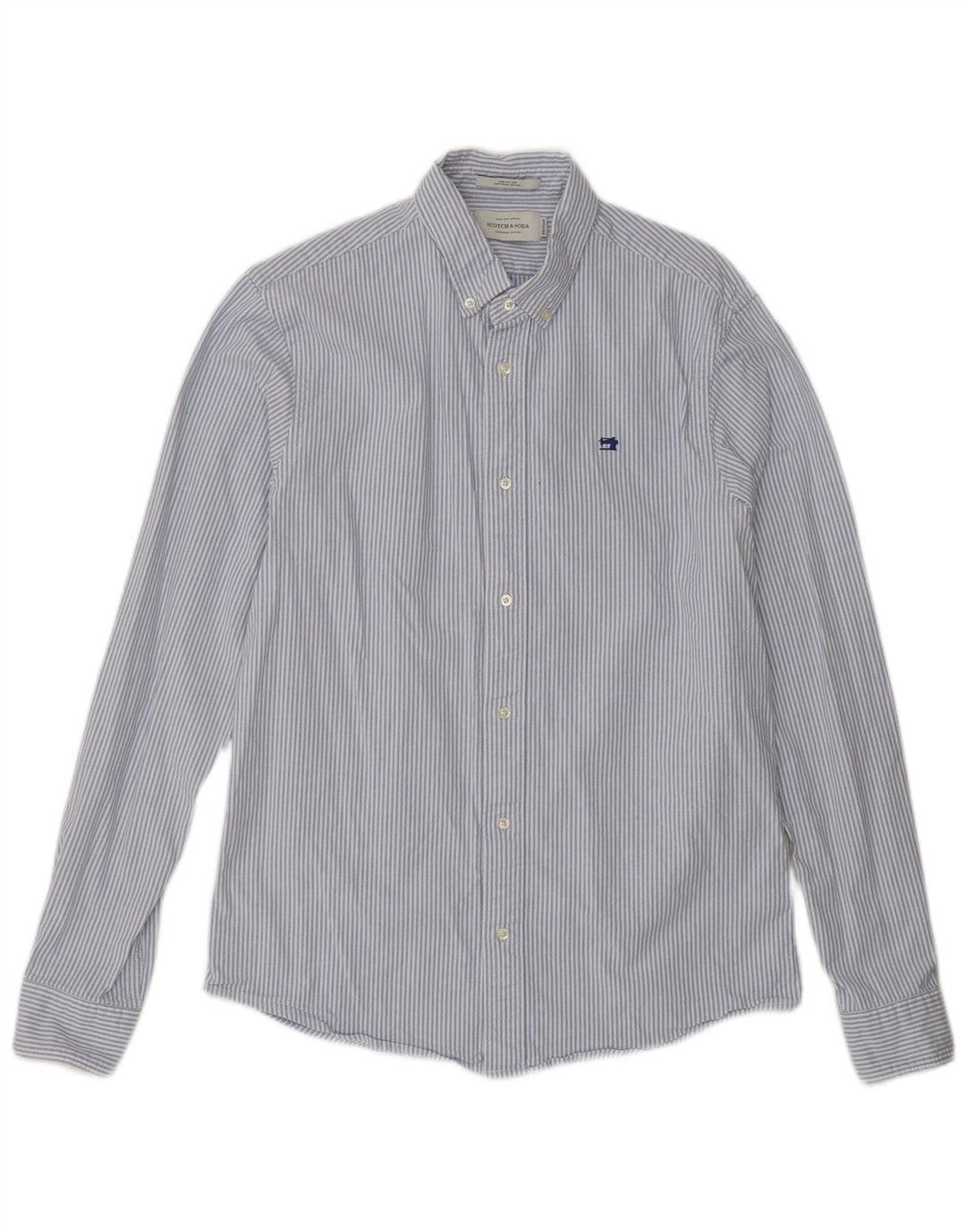 Camisa masculina SCOTCH & SODA de algodão listrado azul médio