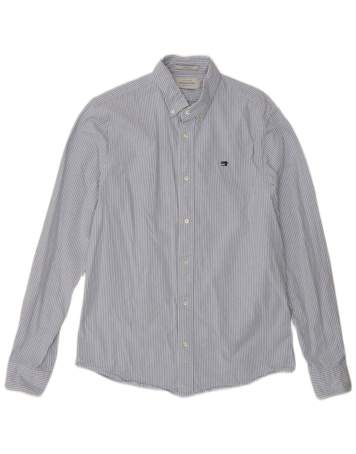 Camisa masculina SCOTCH & SODA de algodão listrado azul médio