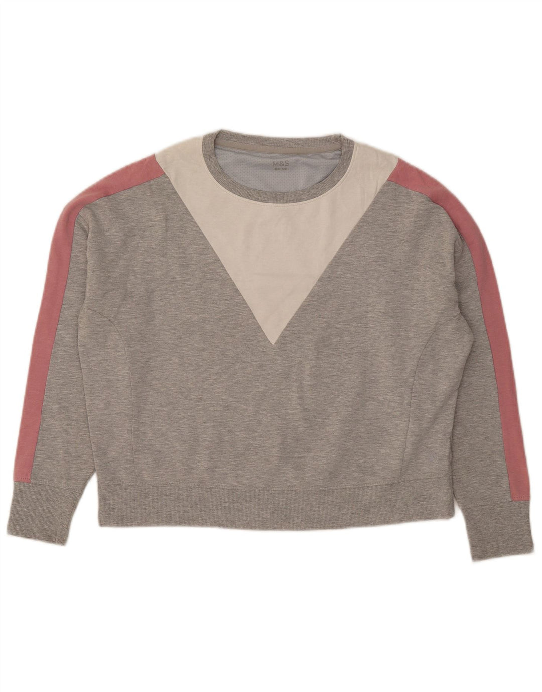 Marks & Spencer Suéter feminino cropped Reino Unido 12 bloco colorido cinza médio