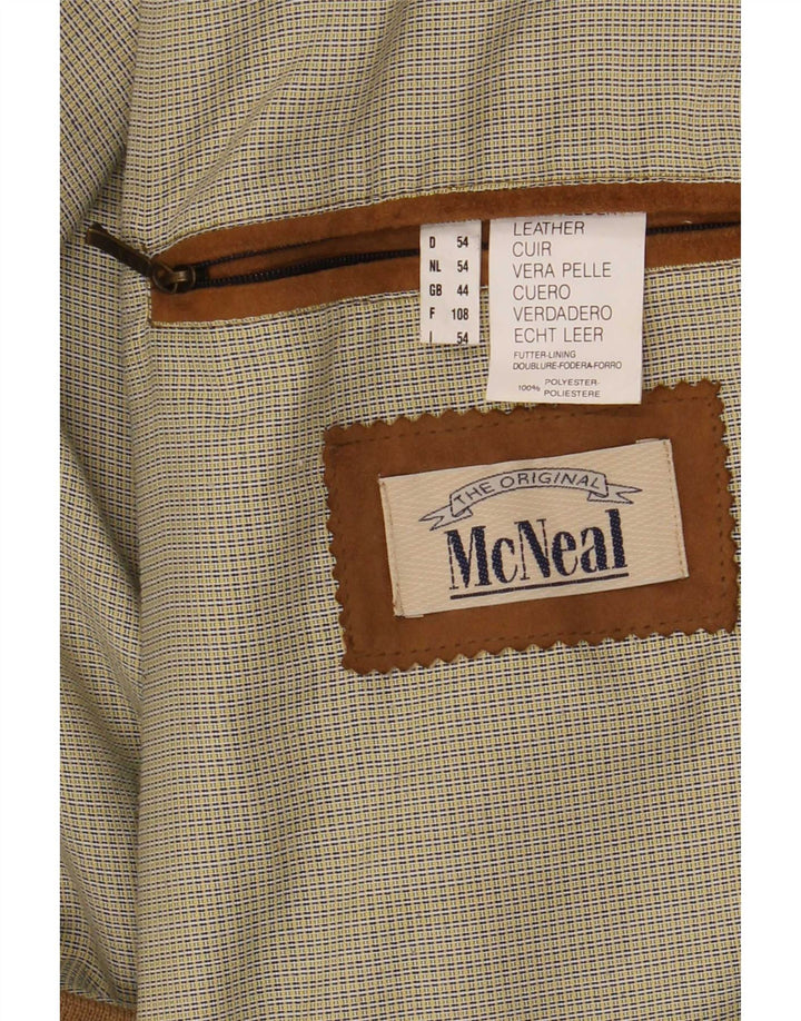 Jaqueta bomber masculina de camurça McNeal Reino Unido 44 2XL couro bege