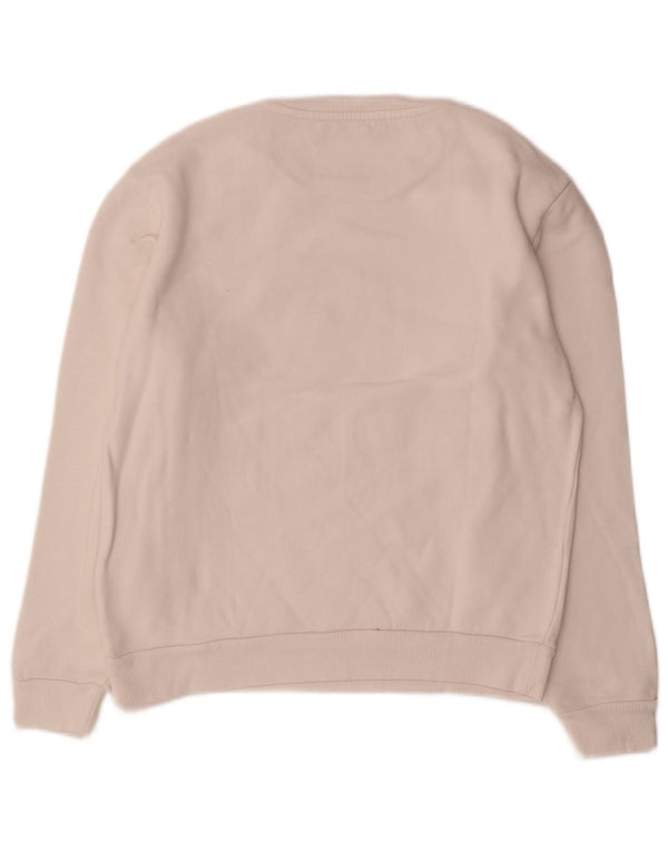 Trussardi Jeans feminino gráfico oversized moletom jumper UK 6 XS branco