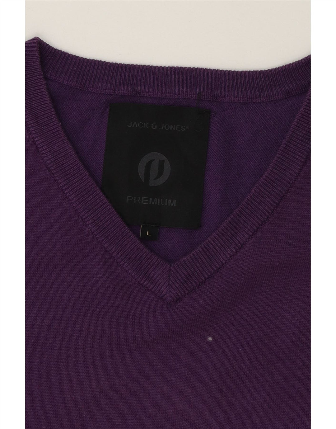 JACK & JONES Mens Premium V-Neck Jumper Sweater Large Purple Acrylic Vintage Jack & Jones and Second-Hand Jack & Jones from Messina Hembry 