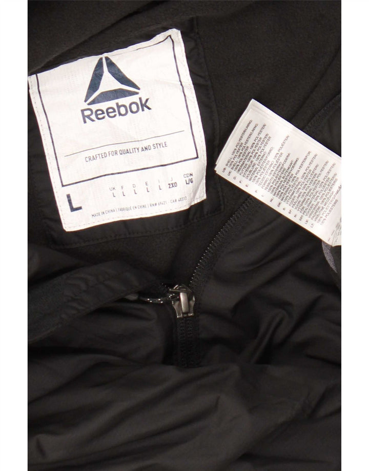 Reebok Mens Hooded Tracksuit Top Jacket Grande Poliéster Preto