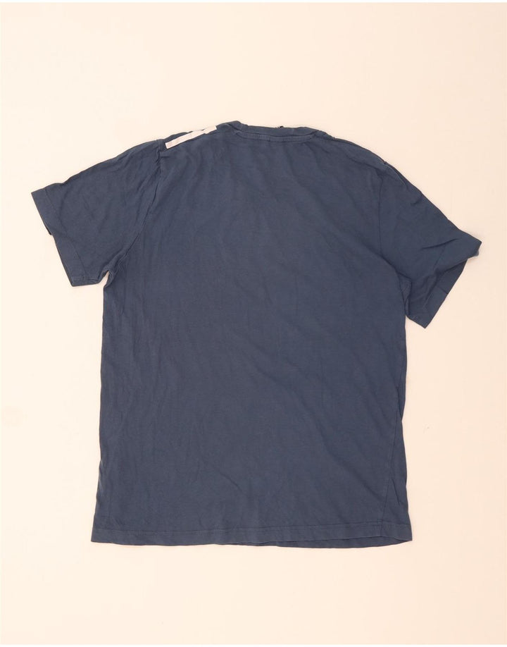 Adidas Mens Camiseta Top Médio Algodão Azul