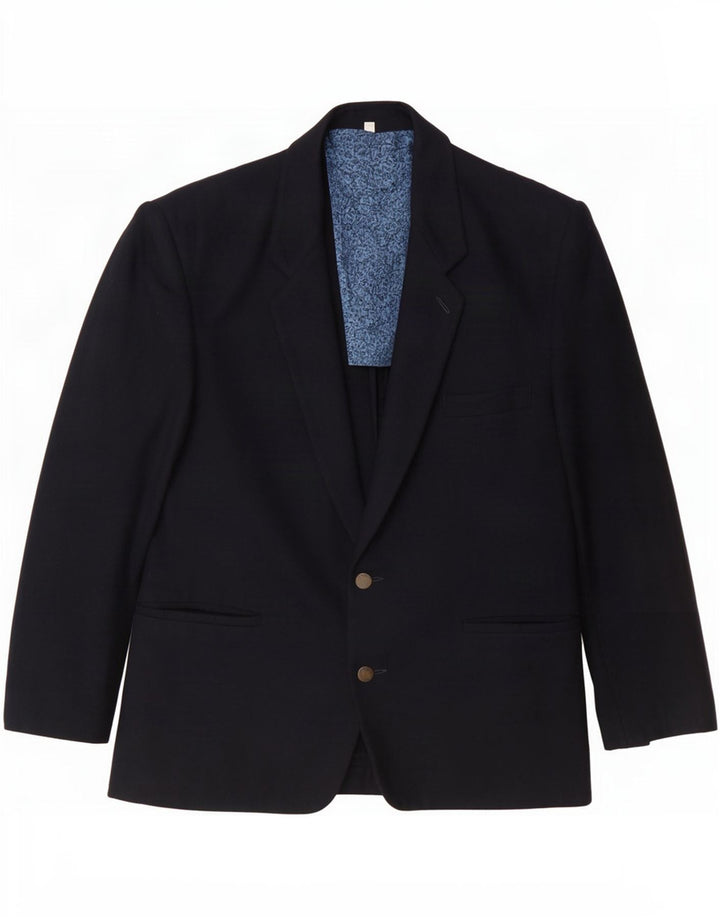 Pollini Jaqueta Blazer Masculina com 2 Botões Reino Unido 38 Lã Azul Marinho Médio