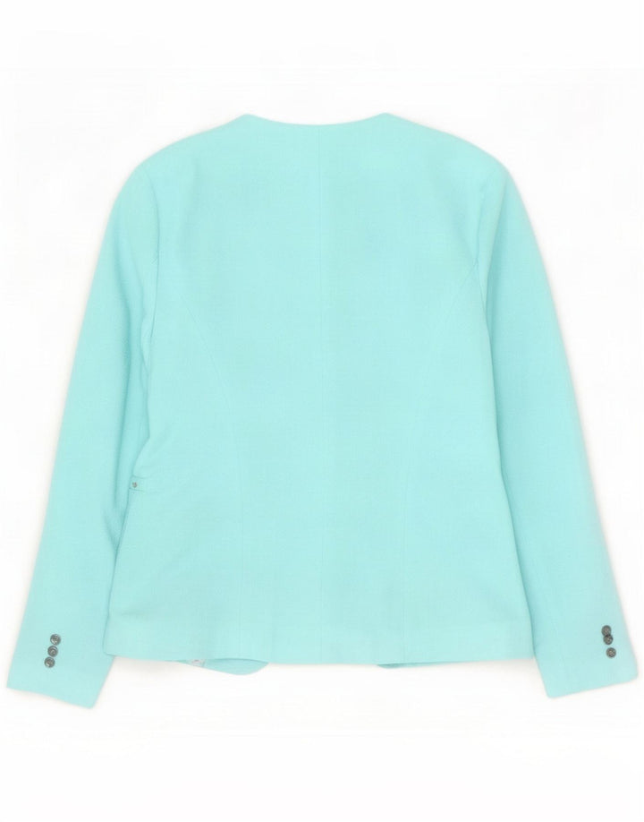 M&Co Jaqueta blazer feminina aberta Reino Unido 12 poliéster azul médio
