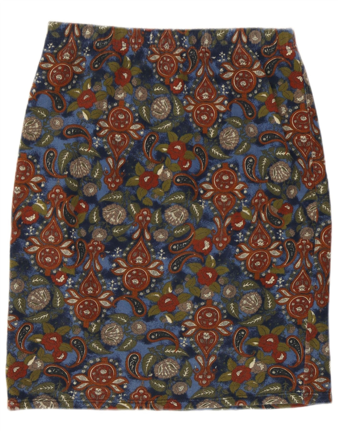Saia lápis feminina vintage W30 média paisley multicolorida