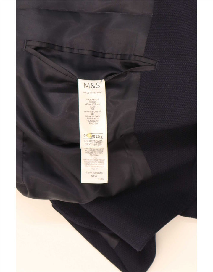 Jaqueta blazer masculina de 2 botões Marks & Spencer Reino Unido 42 grande azul marinho poliamida