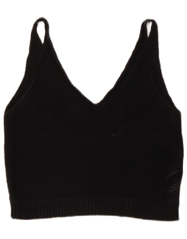 Blusa feminina de malha sem mangas Zara Top UK 12 viscose cinza médio