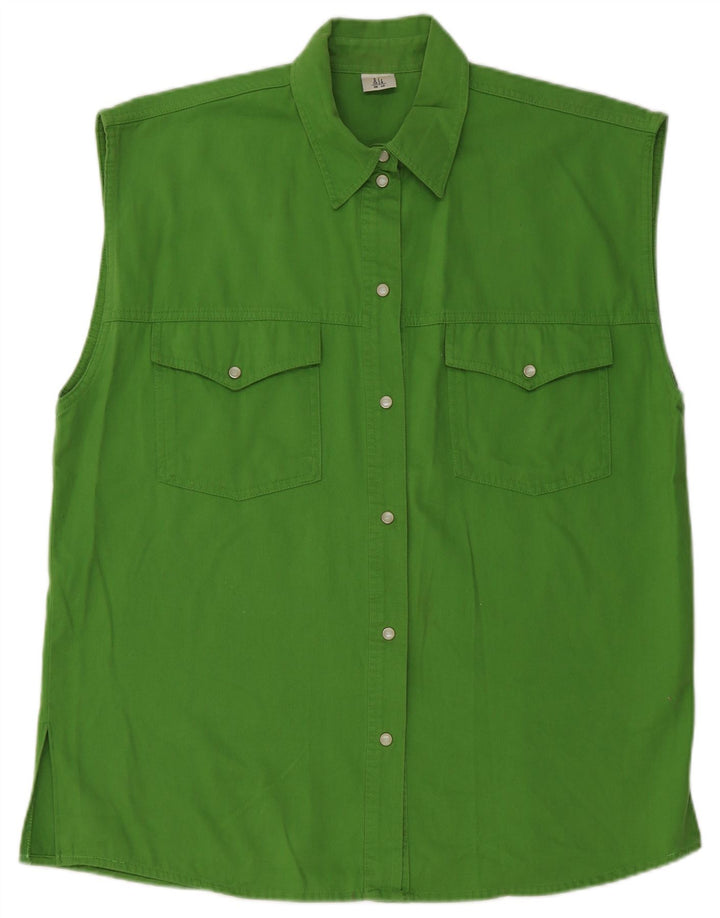 Camisa feminina vintage sem mangas oversized UE 40 algodão verde médio