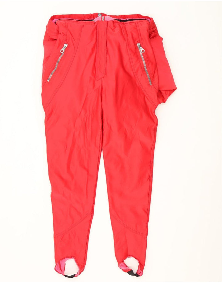 Macacão de esqui feminino vintage UK 12 vermelho médio