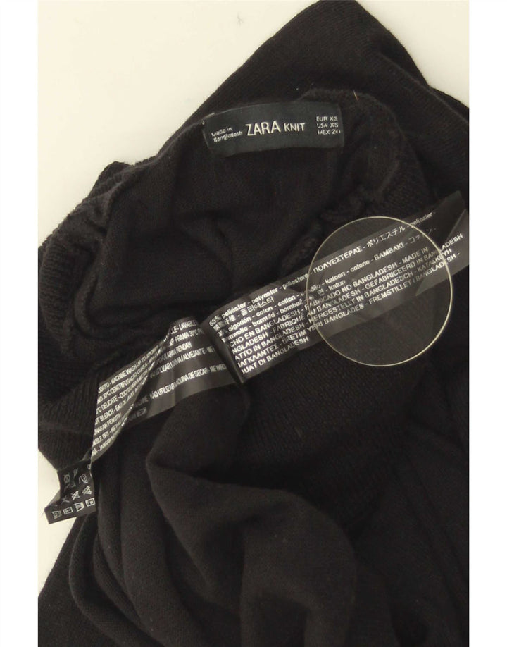 Zara Suéter feminino com gola redonda e gola redonda UK 6 XS preto poliéster