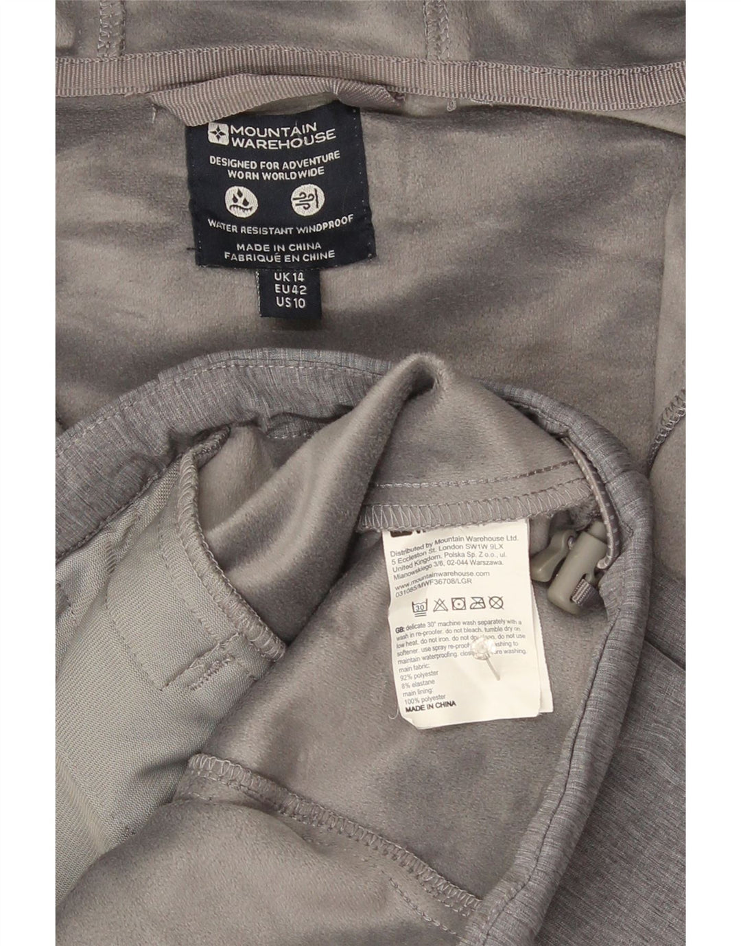 Jaqueta corta-vento feminina com capuz Mountain Warehouse UK 14 grande cinza