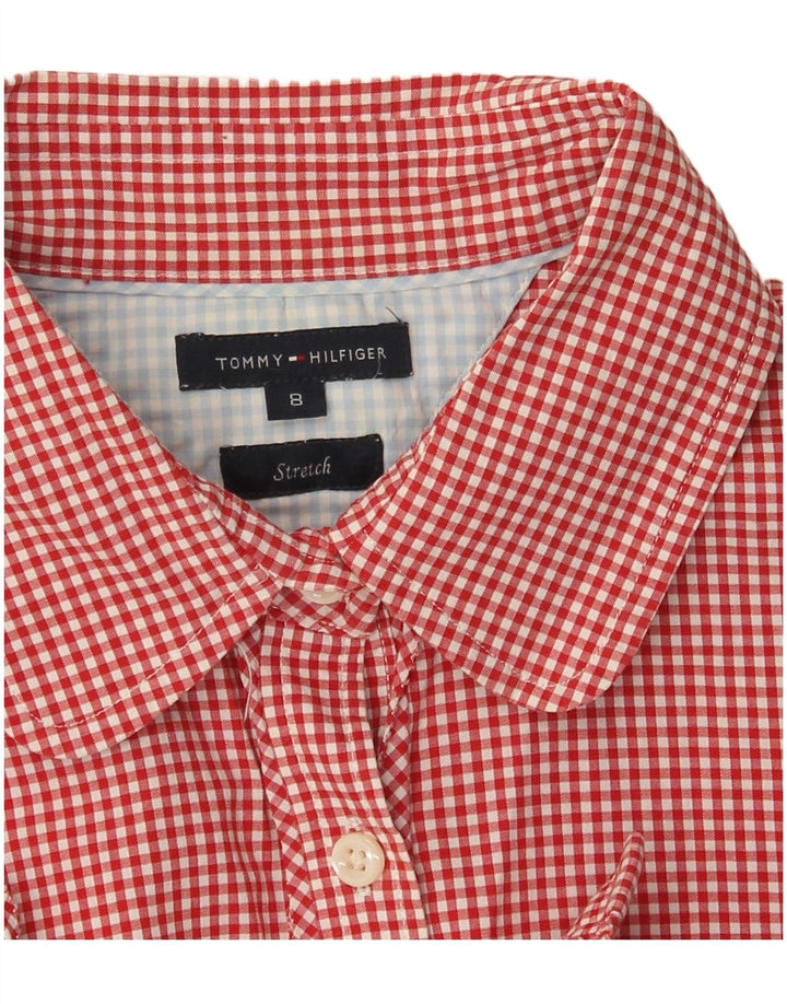 Camisa feminina de manga curta Tommy Hilfiger EUA 8 médio vermelho guingão
