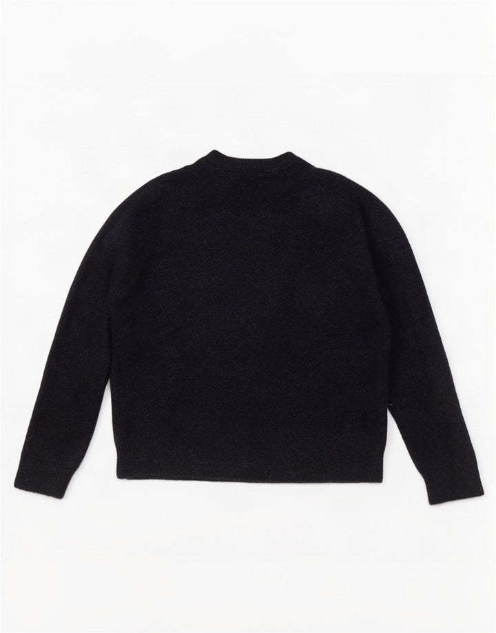 Suéter feminino Zara com gola redonda, Reino Unido 14, médio, azul marinho, poliamida