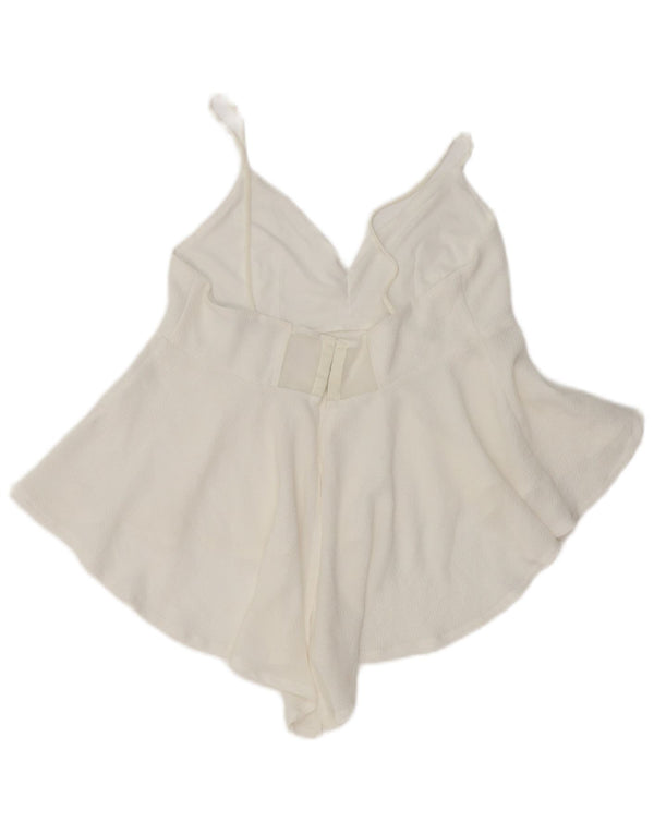 Top Zara feminino assimétrico cami UK 8 pequeno branco