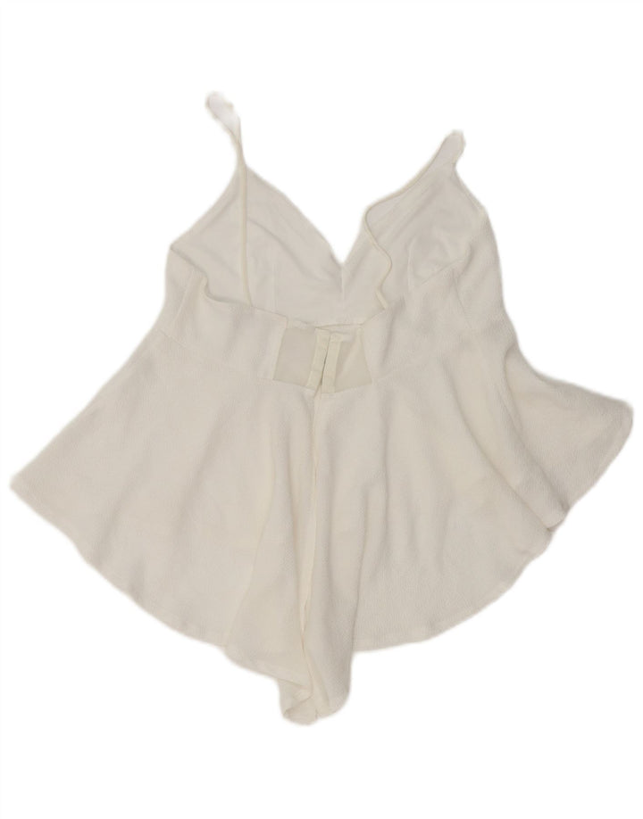 Top Zara feminino assimétrico cami UK 8 pequeno branco