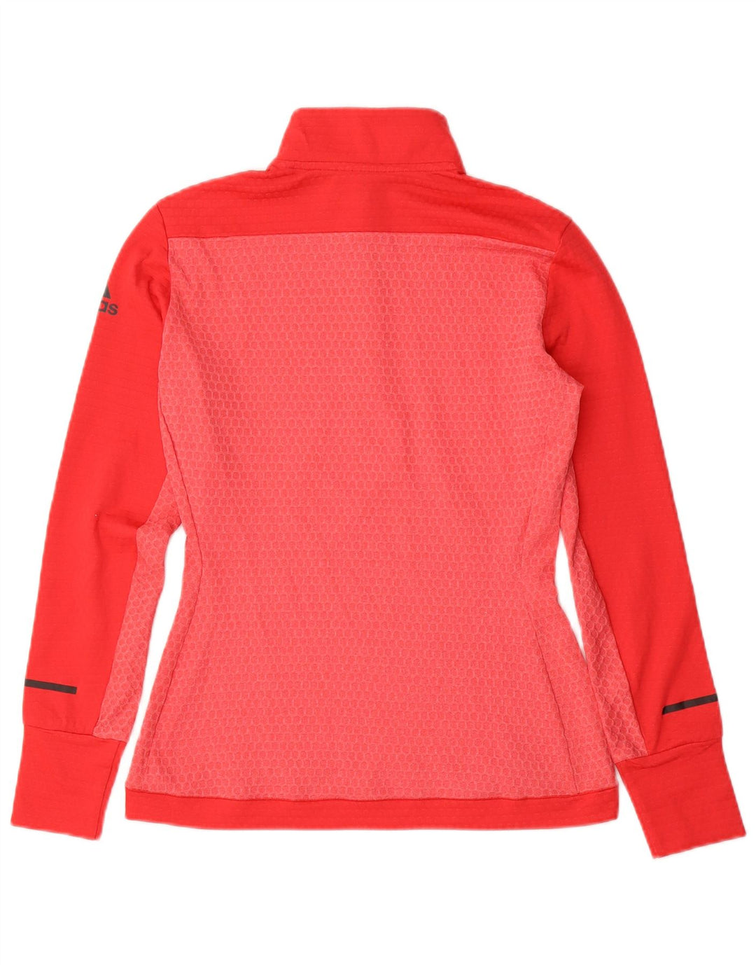 Adidas Womens Zip Neck Pullover Treino Top UK 12 Medium Red Colourblock
