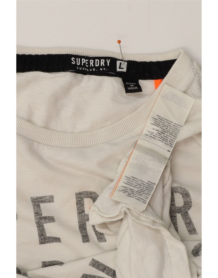 SUPERDRY Top gráfico masculino manga comprida grande algodão branco