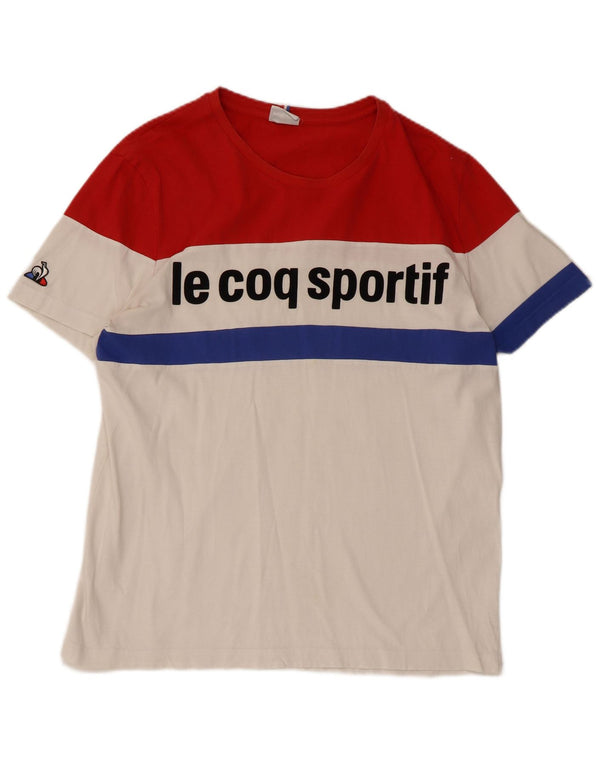 Camiseta gráfica masculina Le Coq Sportif Top grande bloco colorido branco