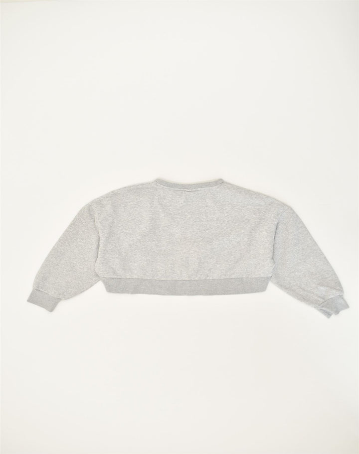 PUMA Womens Oversized Crop Sweatshirt Jumper UK 6 XS Grey Cotton | Vintage Puma | Thrift | Second-Hand Puma | Used Clothing | Messina Hembry 